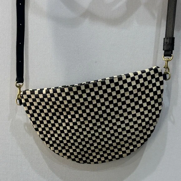 Clare V Checkerboard Grande Fanny Crossbody in Black & White - Picture 4 of 4